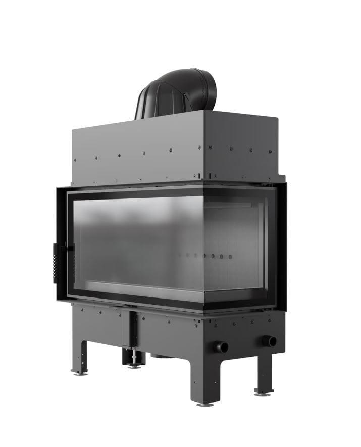 Zestaw kominek powietrzny stalowy KRATKI LUCY BLACK 12 kW Ø 200 z akcesoriami FLOKI L PRAWY BLACK 3 - Zestaw kominek powietrzny stalowy KRATKI LUCY BLACK 12 kW Ø 200 z akcesoriami